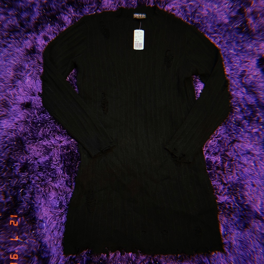 Plus Size Distressed Sweater Dress